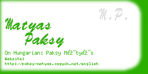 matyas paksy business card